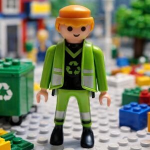 Playmobil City Action Green Recycling Worker Toy Figure Vintage 1997